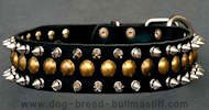 3 Rows Leather Spiked,Studded Dog Collar for Large/Giant Breed