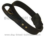 Latigo Leather Agitation Dog Collar With Handle for BullMastiff