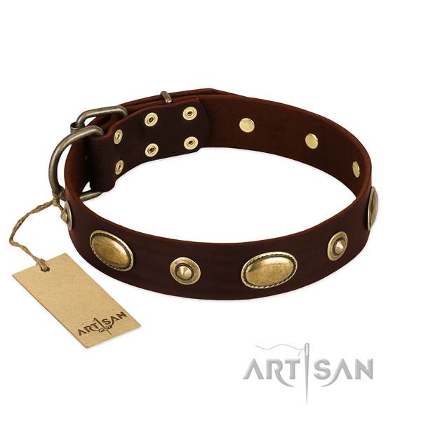 Adjustable full grain leather collar for your dog