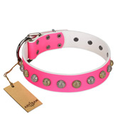 "Roseate Caprice" Designer Handmade FDT Artisan Pink Leather Bullmastiff Collar "Roseate Caprice" Designer Handmade FDT Artisan Pink Leather Bullmastiff Collar
