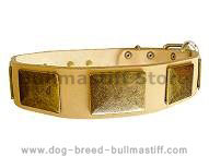 Handcrafted Leather Dog Collar With Vintage Massive Plates Handcrafted Leather Dog Collar With Vintage Massive Plates