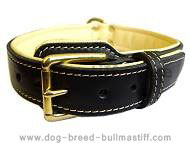 Small pyramids/studs 3 rows leather dog collar - c37