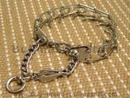 Dog pinch collar with swivel and small quick release snap hook