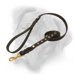 Stylish Bullmastiff leash adorned with studs and braid
