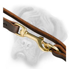 Bullmastiff leash with 2 brass snap hooks