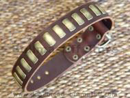 Gorgeous Wide Leather Dog Collar With Plates Gorgeous Wide Leather Dog Collar With Plates