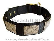 Nylon Dog Collar For Large and Medium Breeds With Vintage Plates