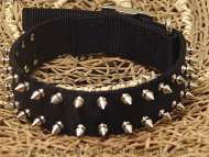 Black Nylon Spiked Dog Collar-Handcrafted collar