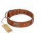"Great Obelisk" Handcrafted FDT Artisan Tan Leather Bullmastiff Collar with Large Plates and Pyramids
