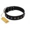 "Immense Power" Handcrafted FDT Artisan Black Leather Bullmastiff Collar with Small Dotted Pyramids