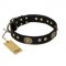 "High Fashion" FDT Artisan Studded with Plates Black Leather Bullmastiff Collar