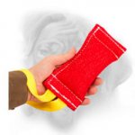 Quality French Linen Bullmastiff Bite Tug with a Nylon Handle