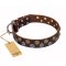 "Strong Shields" FDT Artisan leather Bullmastiff collar with stylish decorations