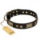 "Passion for Style and Beauty" FDT Artisan Decorated Black Leather Bullmastiff Collar
