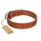 "Star Trek" FDT Artisan Tan Leather Bullmastiff Collar Decorated with Stars