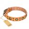 "Sophisticated Glamor" FDT Artisan Leather Bullmastiff Collar with Fancy Old Bronze-like Plated Decorations