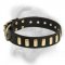 Deluxe Leather Bullmastiff Collar with Riveted Brass Plates