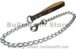 Functional Bullmastiff Leash with Nappa Padded Leather Handle and HS snap hook and chain