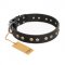 "Jewelry Peas" FDT Artisan Decorated Black Leather Bullmastiff Collar