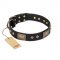 "Jewel Passion" FDT Artisan Fashionable Black Leather Bullmastiff Collar