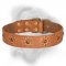 Trendy Genuine Leather Bullmastiff Collar with Punched Flowers
