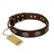 "Chocolate kiss" FDT Artisan Leather Bullmastiff Collar with Old Bronze Look Oval Plates