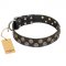 "Romantic Breeze" FDT Artisan Black Leather Bullmastiff Collar with Sparkling Circles