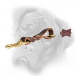 Short Braided Leather Bullmastiff Leash | Pull Tab Dog Leash