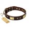 "Rich Fashion" FDT Artisan Decorated Leather Bullmastiff Collar with Plates and Studs