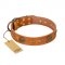 "Sun Beams" FDT Artisan Tan Leather Bullmastiff Collar with Decorations