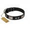 "Pitch Dark" FDT Artisan Black Leather Bullmastiff Collar with Stars and Plates