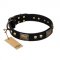 "Biker Style" FDT Artisan Black Leather Bullmastiff Collar with Old Bronze Look Plates and Skulls