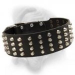 Bullmastiff Breed Custom Dog Collar With Hand-Set Pyramids