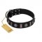 "Silver Spikes" Exclusive FDT Artisan Black Leather Bullmastiff Collar
