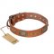 "Catchy Look" FDT Artisan Decorated Tan Leather Bullmastiff Collar