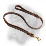 Leather Bullmastiff Leash With Extra Handle