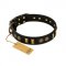 "Simple Elegance" FDT Artisan Black Leather Bullmastiff Collar with Old Bronze-like Plates and Circles