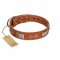 "Pawsy Glossy" FDT Artisan Exclusive Tan Leather Bullmastiff Collar 1 1/2 inch (40 mm) wide