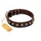 "Gape Buster" FDT Artisan Brown Leather Bullmastiff Collar with One Row of Studs