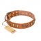 "Natural Beauty" FDT Artisan Tan Leather Bullmastiff Collar with Old Bronze-like Circles and Plates
