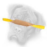 Leather Bullmastiff Bite Tug with Two Nylon Handles