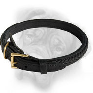 Exclusive hand-braided leather dog collar for Bullmastiff breed