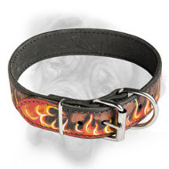 Hand-painted leather dog collar for energetic Bullmastiffs