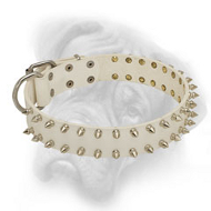 Elegant White Leather Collar for Bullmastiff