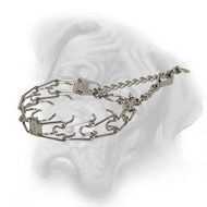 Chrome Plated Silver-Like Bullmastiff Pinch Prong Collar with a Scissors-Like Snap Hook - 1/6 inch (3.9 mm)