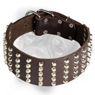 3 inch Studded Leather Dog Collar for Bullmastiff