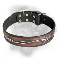 Bullmastiff leather dog collar with barbed wire water-resitant painting
