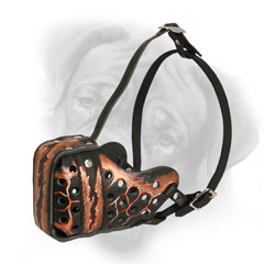 Hand Painted "Magma" Style Leather Bullmastiff Muzzle