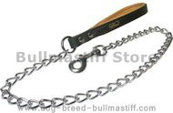 Functional Bullmastiff Leash with Nappa Padded Leather Handle and HS snap hook and chain