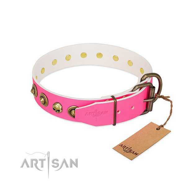 Full grain leather collar with inimitable adornments for your dog